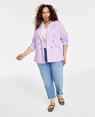 On 34th Trendy Plus Faux Double-Breasted Ponte-Knit Blazer, Created for Macy's