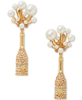 Kate Spade New York Gold-Tone Crystal & Imitation Pearl Champagne Statement Earrings