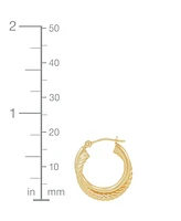 Twisted & Smooth Small Hoop Earrings in 14k Gold, 15mm