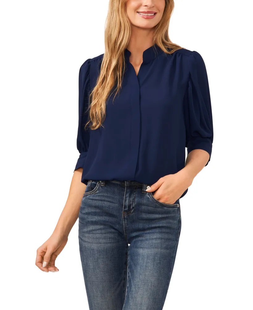 navy blouse womens