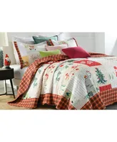 MarCielo 3 Piece Christmas Quilt Bedspread Set B022