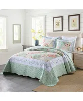 MarCielo 3 Piece Printed Quilt Bedspread Set B014