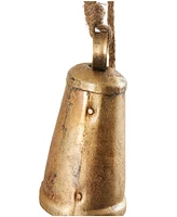 Rosemary Lane Metal Tibetan Inspired Decorative Cow Bell with Jute Hanging Rope