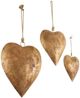 Rosemary Lane Metal Heart Decorative Bells with Hanging Rope Set of 3, 20", 17", 12"