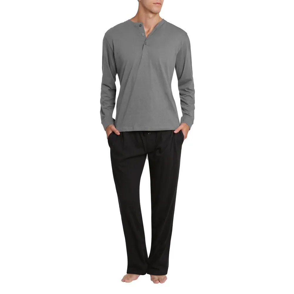 Sleep Hero Men's Knit Long Sleeve Pajama Set