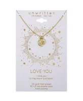 Unwritten Cubic Zirconia Moon and 14K Gold Flash Plated I Love You Pendant Necklace