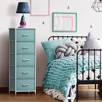 Sorbus Narrow 5 Drawers Nightstand with Steel Frame, Wood Top, Easy Pull Fabric Bins for Home, Bedroom, Office & Dorm