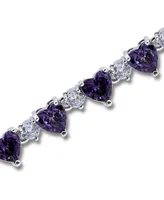 Macy's Cubic Zirconia Purple Clear Heart Alternate Bracelet