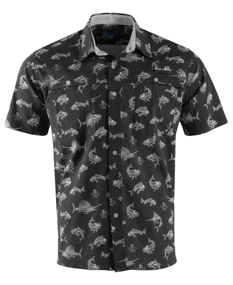 Salt Life Men's Fish N Bones Short-Sleeve Button-Front Shirt