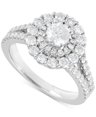 Diamond Double Halo Engagement Ring (1-1/2 ct. t.w.) in 14k White Gold