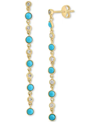 Effy Turquoise & Diamond (1/4 ct. t.w.) Linear Drop Earrings in 14k Gold