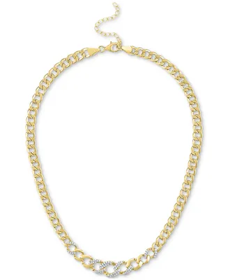 Diamond Cuban Link 18" Chain Necklace (1/3 ct. t.w.) in 14k Gold-Plated Sterling Silver