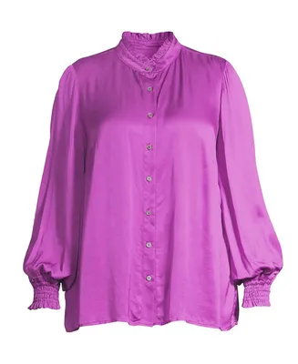 Mayes Nyc Plus Torie Ruffle Collar Blouse