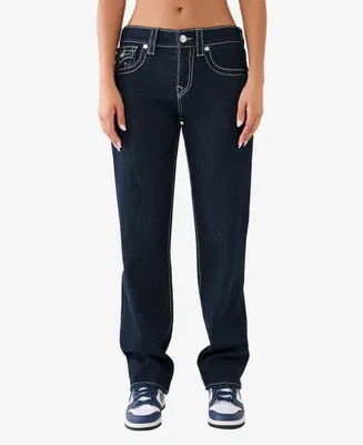 True Religion Women's Ricki Flap Lurex Big T Straight Jeans