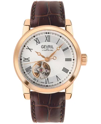 Gevril Men's Madison Swiss Automatic Leather Watch 39mm