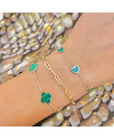 The Lovery Small Malachite Clover Bracelet 14K Gold