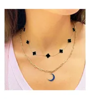 The Lovery Onyx Clover Necklace 14K Gold