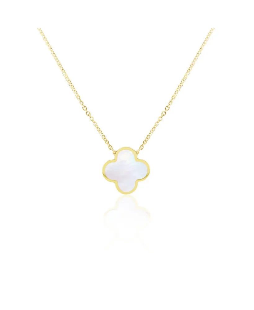 The Lovery Extra Large Mother of Pearl Single Clover Necklace 14K Gold