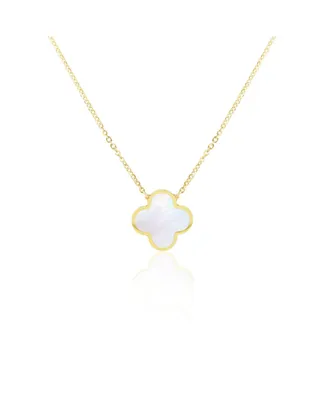 The Lovery Mother of Pearl Single Clover Necklace 14K Gold