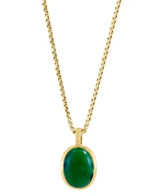 Effy Men's Dyed Jade Oval Cabochon 22" Pendant Necklace in Gold-Plated Silver