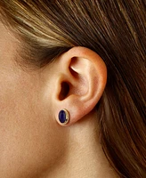 Lapis Lazuli Oval Stud Earrings 14k Gold (Also Malachite)