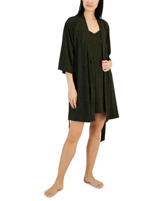 I.n.c. International Concepts Women's 2-Pc. Sparkle Robe & Chemise Set, Created for Macy's