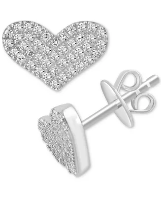 Effy Diamond Heart Cluster Stud Earrings (1/4 ct. t.w.) in Sterling Silver