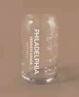 Narbo The Can Philadelphia Map 16 oz Everyday Glassware, Set of 2