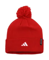 Men's adidas Scarlet Nebraska Huskers 2023 Sideline Cold.rdy Cuffed Knit Hat with Pom