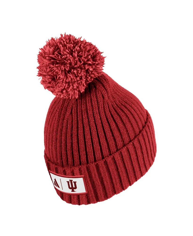 Men's adidas Crimson Indiana Hoosiers Modern Ribbed Cuffed Knit Hat with Pom