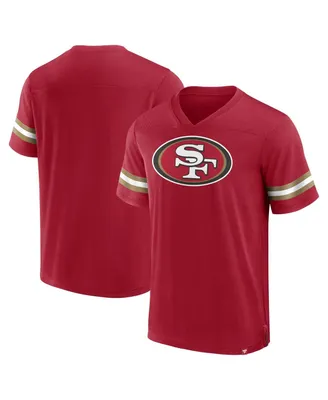 Men's Fanatics Scarlet San Francisco 49ers Jersey Tackle V-Neck T-shirt