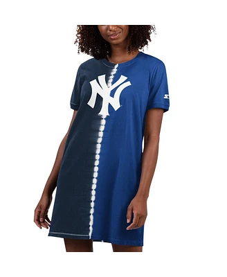 Women's Starter Navy, Royal New York Yankees Ace Tie-Dye Sneaker Dress