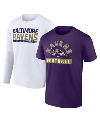 Men's Fanatics Purple, White Baltimore Ravens Two-Pack 2023 Schedule T-shirt Combo Set