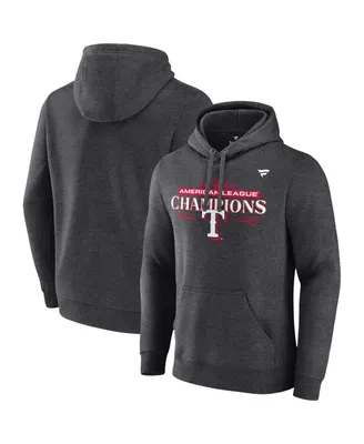 Men's Fanatics Heather Charcoal Texas Rangers 2023 American League Champions Locker Room Pullover Hoodie