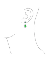 Bling Jewelry Fashion Green Cubic Zirconia Cz Halo Pear Shaped Teardrop Dangle Earrings For Women For Prom Rhodium Plated Brass