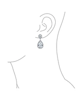 Bling Jewelry Classic Statement 7CT Cz Large Pear Shaped Cubic Zirconia Pave Halo Teardrop Chandelier Dangle Earrings For Women smaid