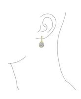 Bling Jewelry Style Halo Clear Cubic Zirconia Cz Fashion Formal Dangle Drop Teardrop Screw Back Clip On Earrings For Women Prom smaid Gold Plated