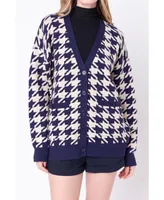 Women's Knit Houndstooth Cardigan