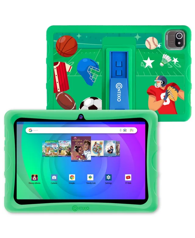 Contixo 7 Kids Tablet 32GB, 50+ Disney Storybooks, Protective Case w/  Kickstand, (2023 Model) - Green 