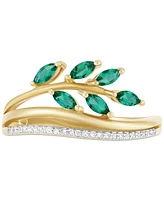 Emerald (1/2 ct. t.w.) & Diamond (1/20 Vine Motif Ring 14k Gold (Also Ruby Sapphire)