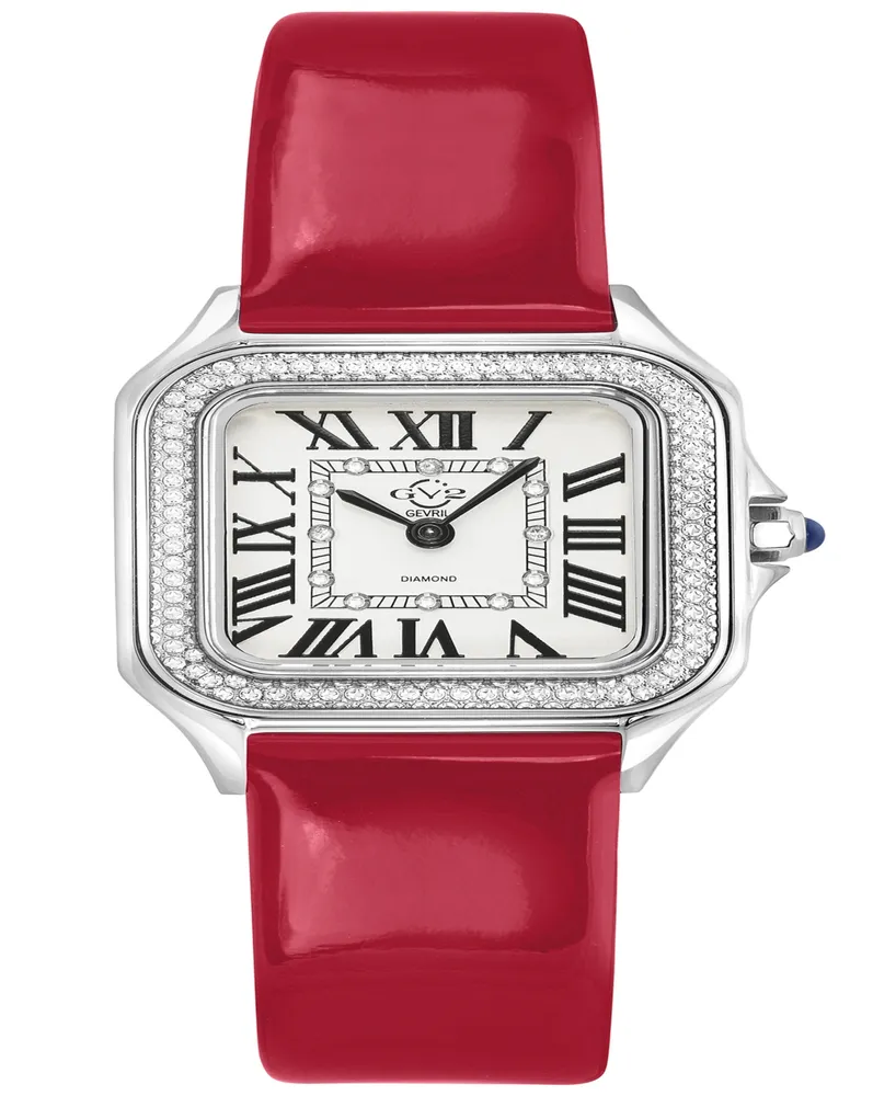 GV2 by Gevril Women's Milan Red Leather Watch 27.5mm