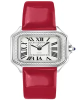 GV2 by Gevril Women's Milan Red Leather Watch 27.5mm