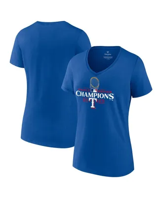 Women's Fanatics Royal Texas Rangers 2023 World Series Champions Plus Trophy Logo V-Neck T-shirt