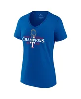 Women's Fanatics Royal Texas Rangers 2023 World Series Champions Official Logo V-Neck T-shirt