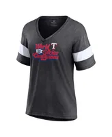 Women's Fanatics Heather Charcoal Texas Rangers 2023 World Series Champions Appeal Play Tri-Blend V-Neck T-shirt