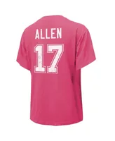 Women's Majestic Threads Josh Allen Pink Distressed Buffalo Bills Name and Number T-shirt