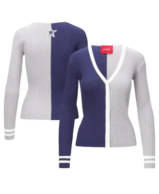Women's Staud Navy, White Dallas Cowboys Cargo Sweater