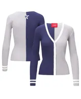 Women's Staud Navy, White Dallas Cowboys Cargo Sweater