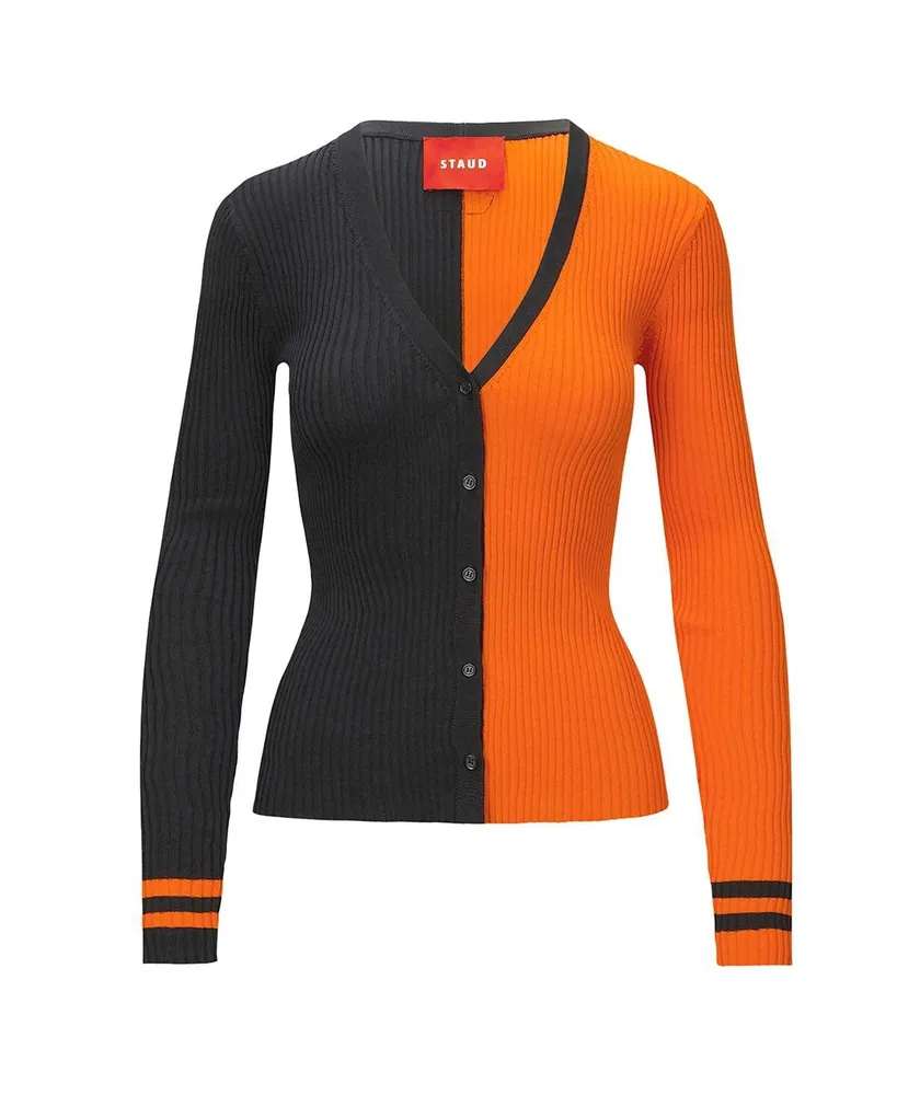 Women's Staud Black, Orange Cincinnati Bengals Cargo Sweater