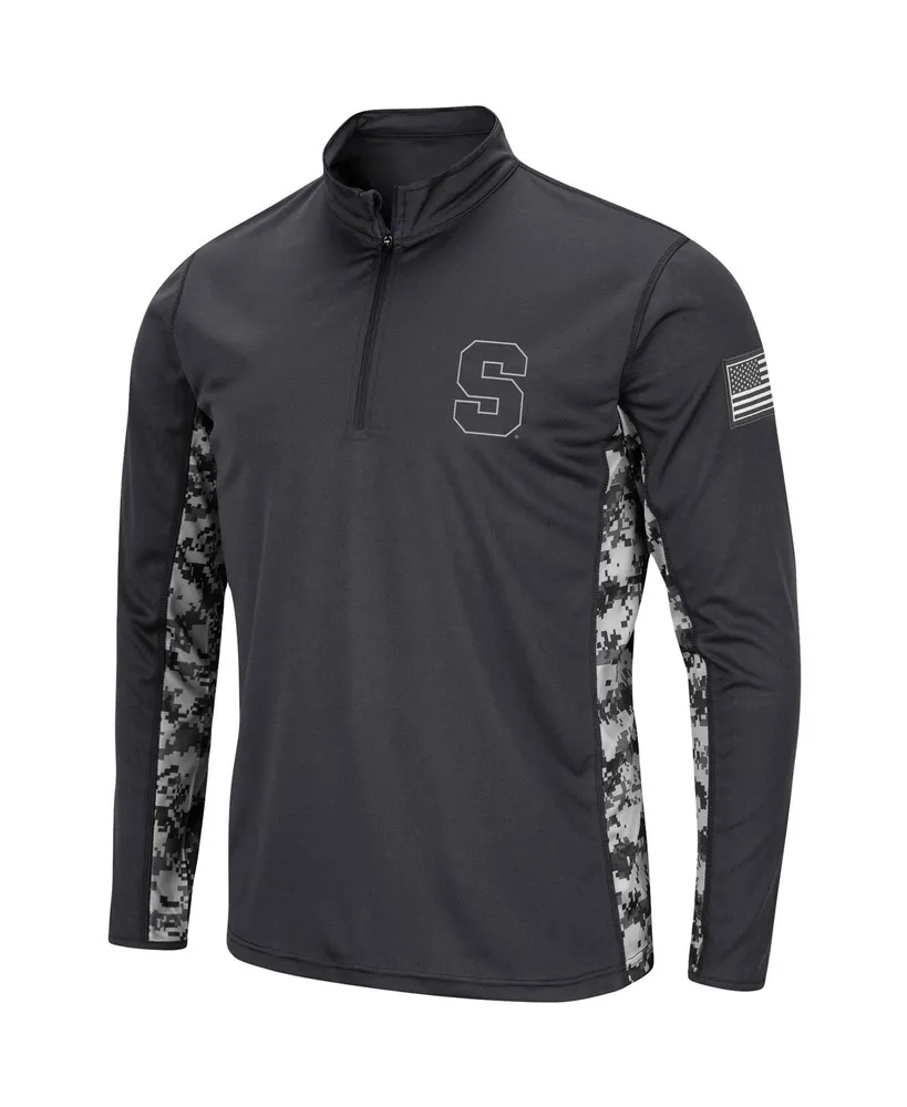 Men's Colosseum Charcoal Syracuse Orange Oht Military-Inspired Appreciation Digital Camo Lightweight Quarter-Zip Pullover Jacket